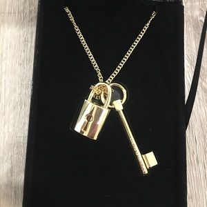 Gold Victoria’s Secret lock and key necklace. LARGE charms.